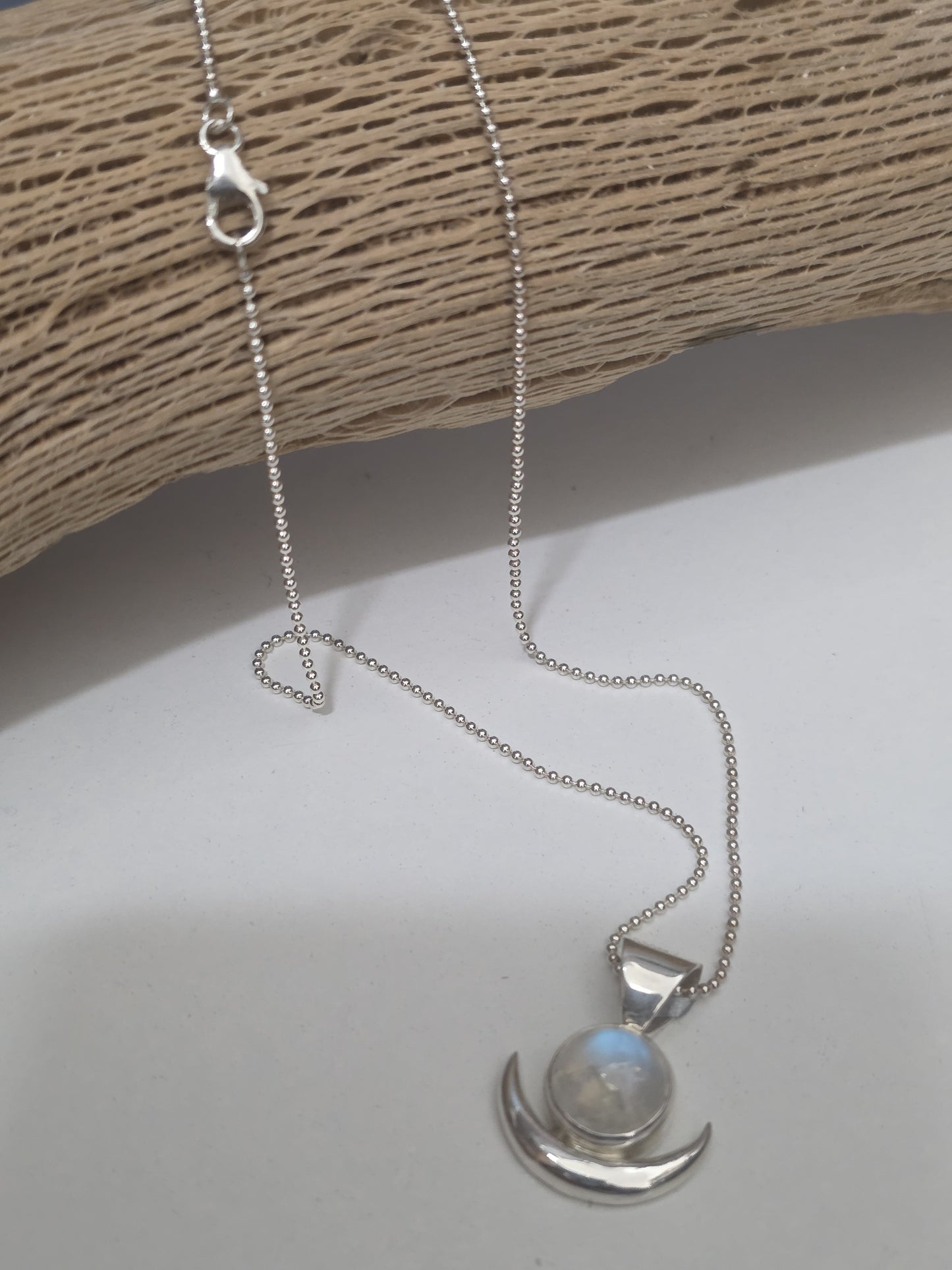 The Merchant of Venus New Moon Moonstone + Sterling Silver Necklace