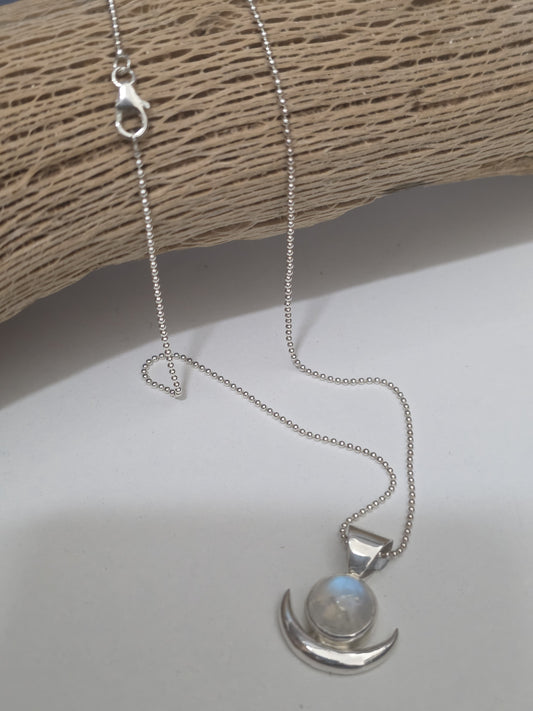 The Merchant of Venus New Moon Moonstone + Sterling Silver Necklace
