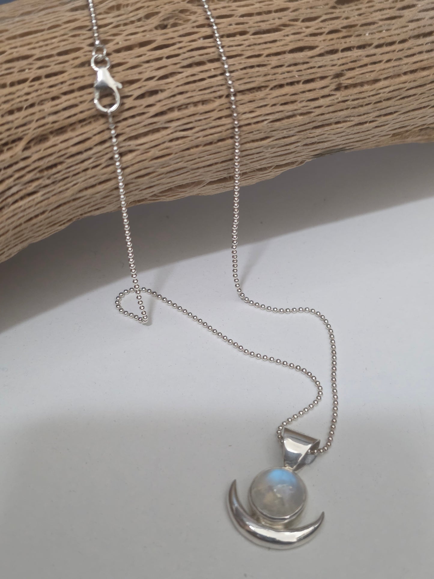 The Merchant of Venus New Moon Moonstone + Sterling Silver Necklace