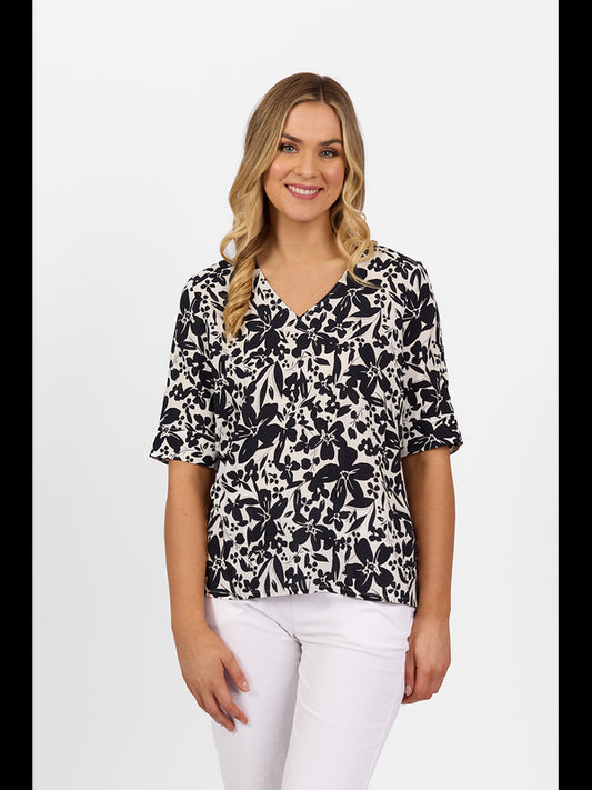 Vassalli - V Neck Print Top - Coco 4423