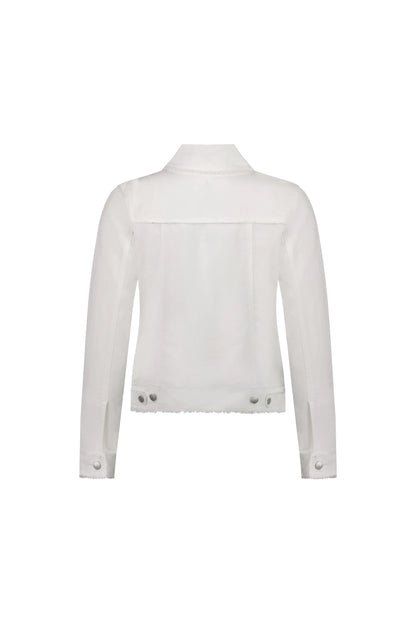 Vassalli - Linen Jacket with Frayed Seams White | V2026A