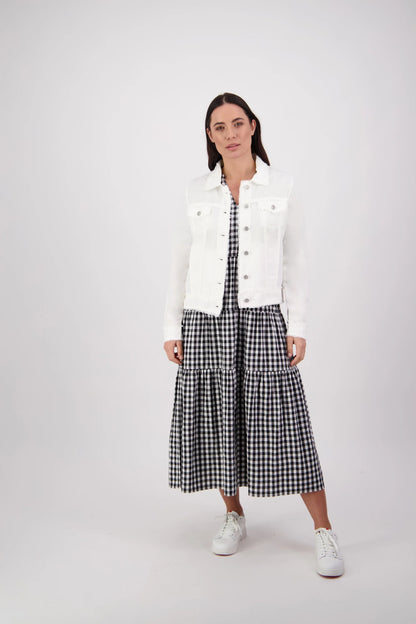 Vassalli - Linen Jacket with Frayed Seams White | V2026A