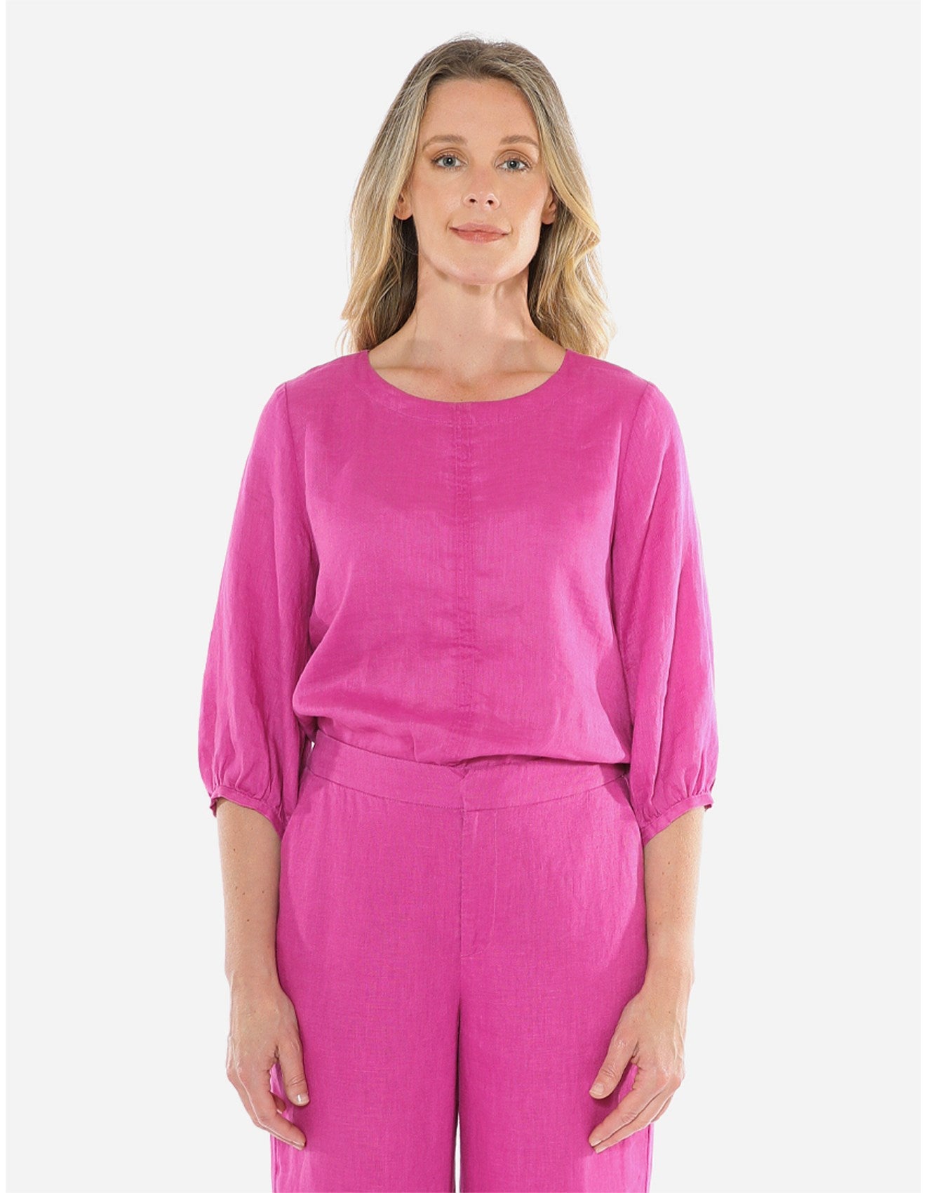 Jump - Gathered Sleeve Hem Top Rose Violet | J3049A