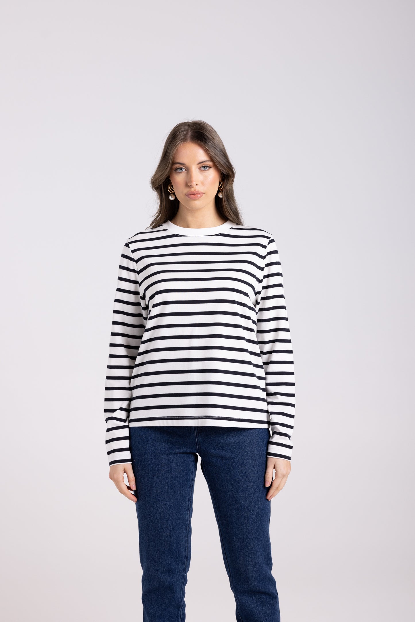 Two T's - Striped Top | French Navy/White 3031