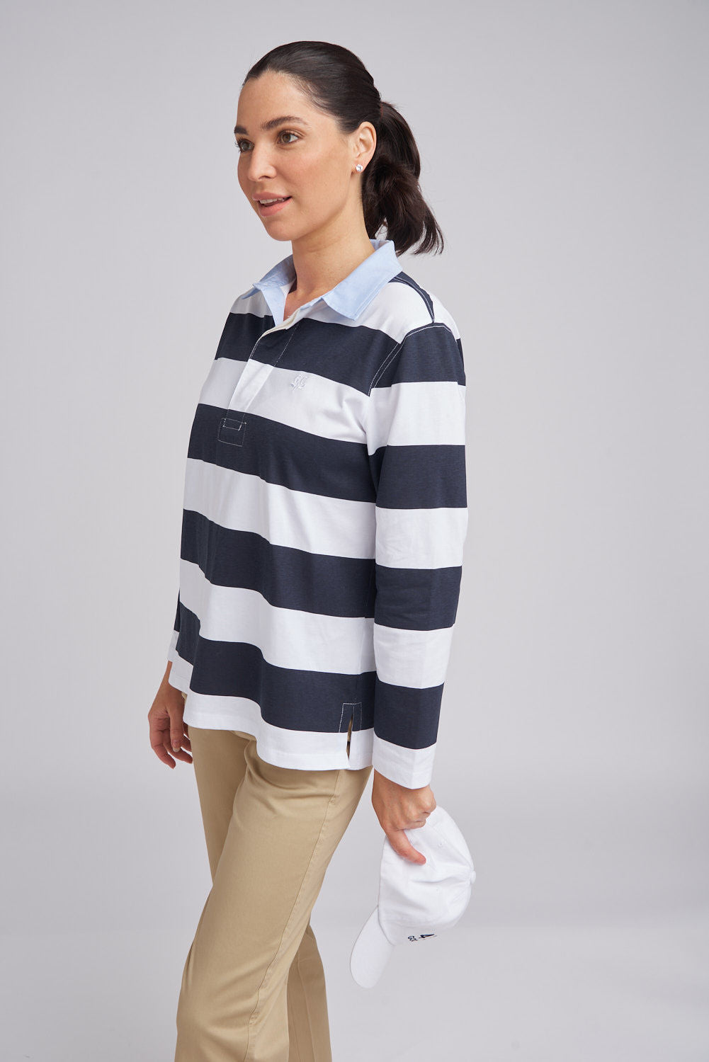 Goondiwindi Cotton - Relaxed Rugby Top White/Navy | G3286