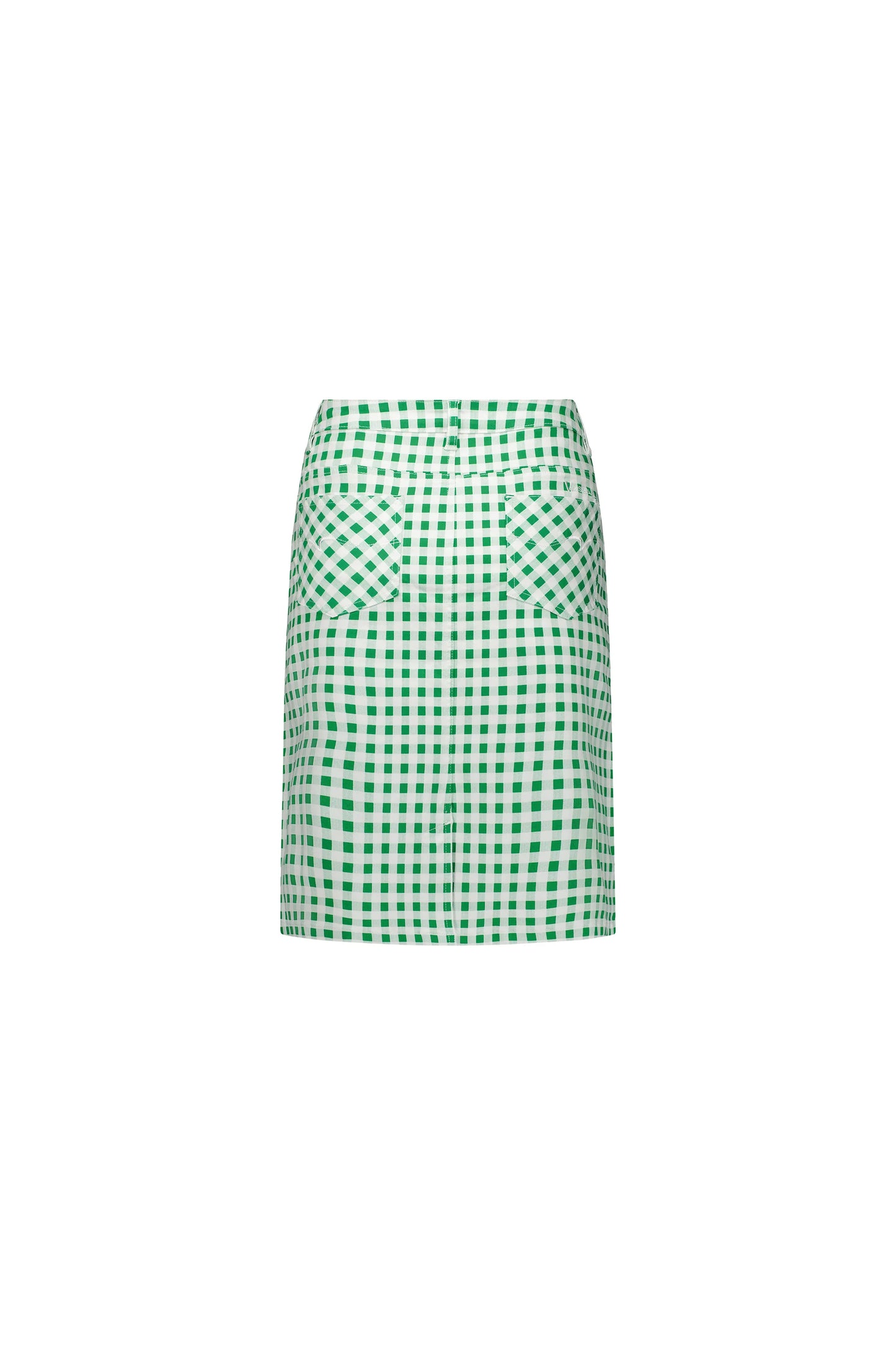 Vassalli - Printed Lightweight Skirt with Centre Back Vent Green Picnic | V372AV
