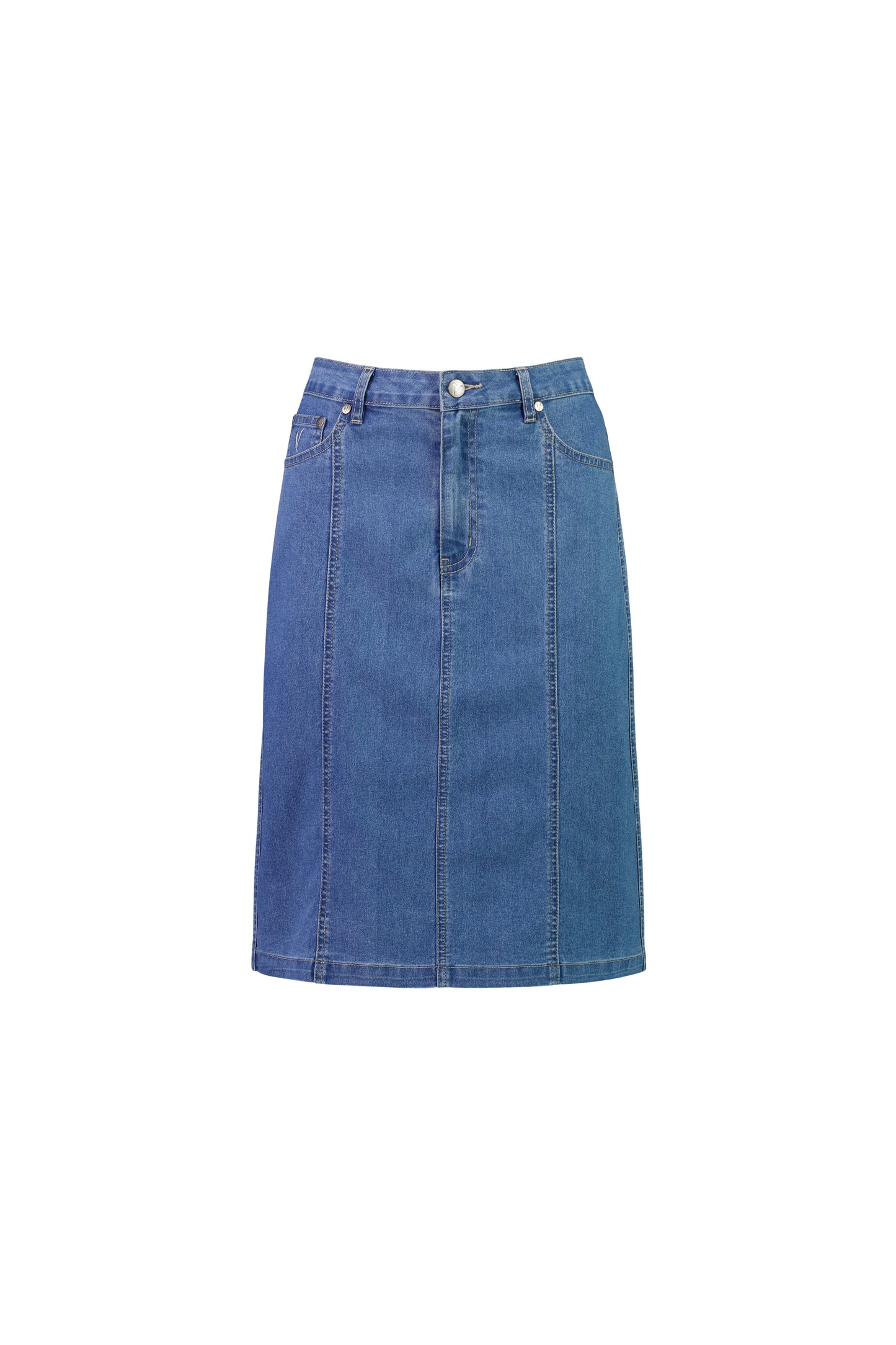 Vassalli - Contrast Stitch Denim Skirt - Light Denim | V372CS