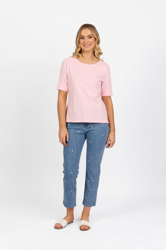 Vassalli - Boat Neck Top - Light Pink 4262