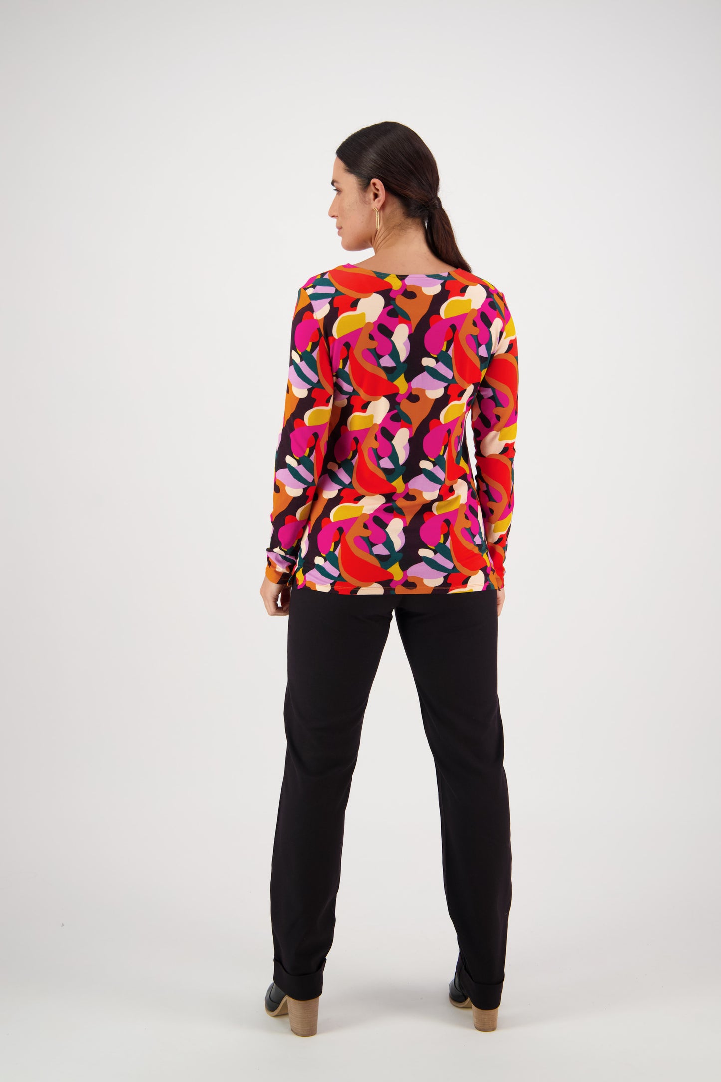 Vassalli - Long Sleeve Round Neck Printed Knit Top Aura | 4310