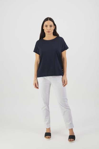 Vassalli - Drop Sleeve Top with Stepped Hem - Ink 4363