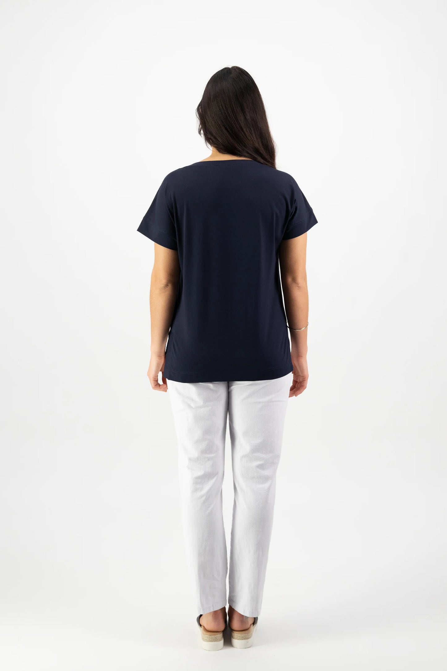 Vassalli - Drop Sleeve Top with Stepped Hem - Ink 4363