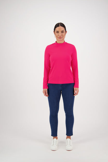 Vassalli - High Neck Top with Side Splits Hot Pink | 4442