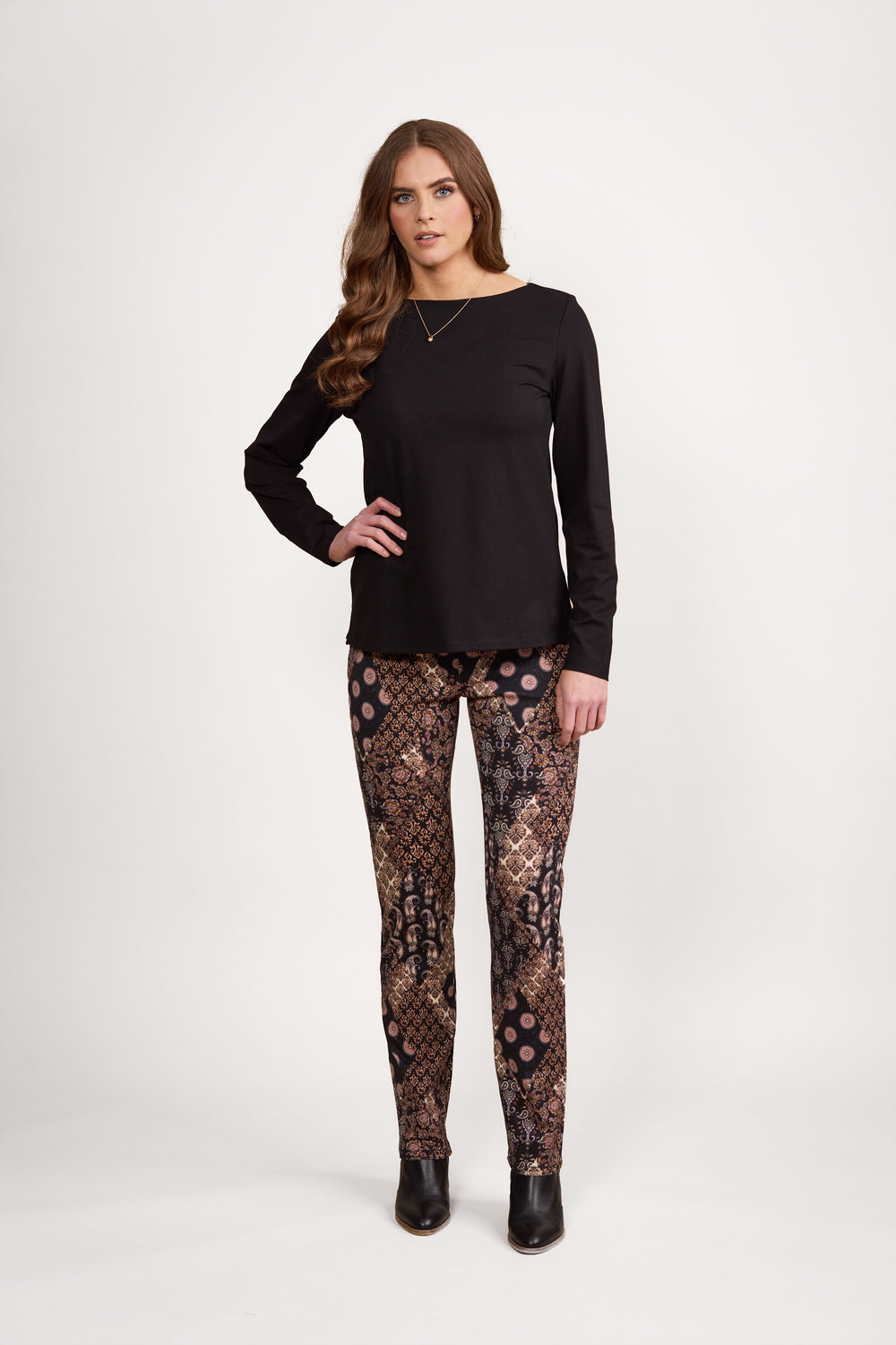 Vassalli - Boat Neck L/S Top | Black 4472
