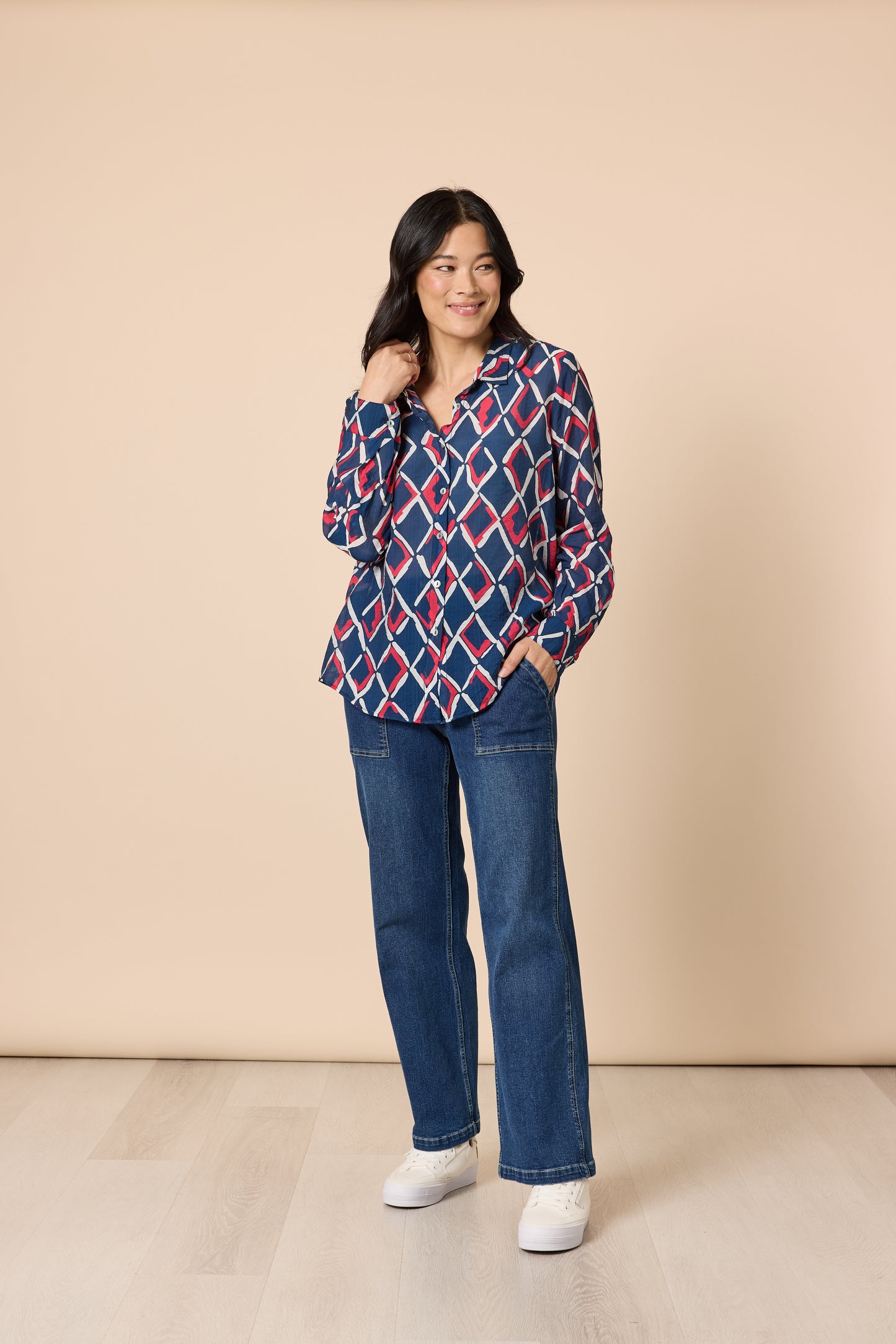 Gordon Smith - Capitol Print Sheer Shirt / Navy Multi 48853