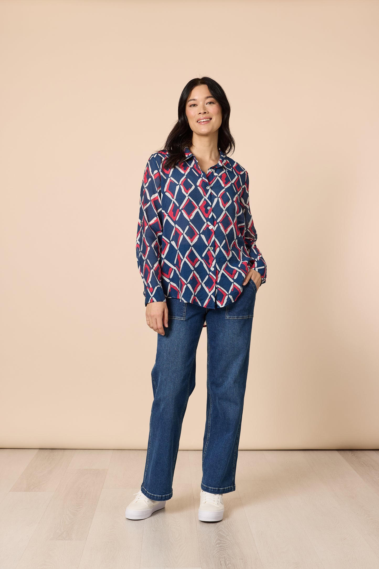 Gordon Smith - Capitol Print Sheer Shirt / Navy Multi 48853