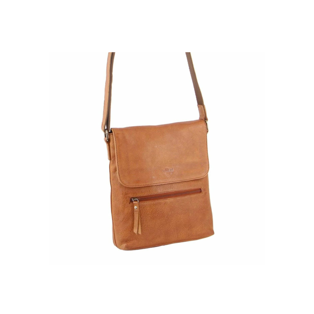 Milleni Ladies Nappa Leather Crossbody Bag in Cognac | NL9470