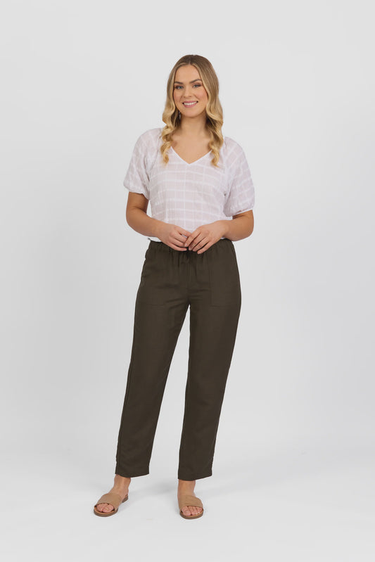 Vassalli - Slim Leg Ankle Grazer Pant Khaki | 5016