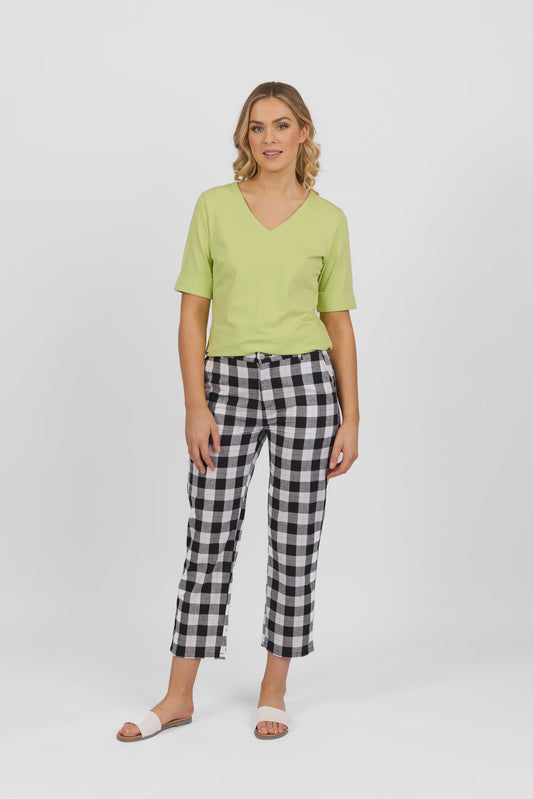 Vassalli - Slim Leg 7/8 Pant Rainbow Check | 5018