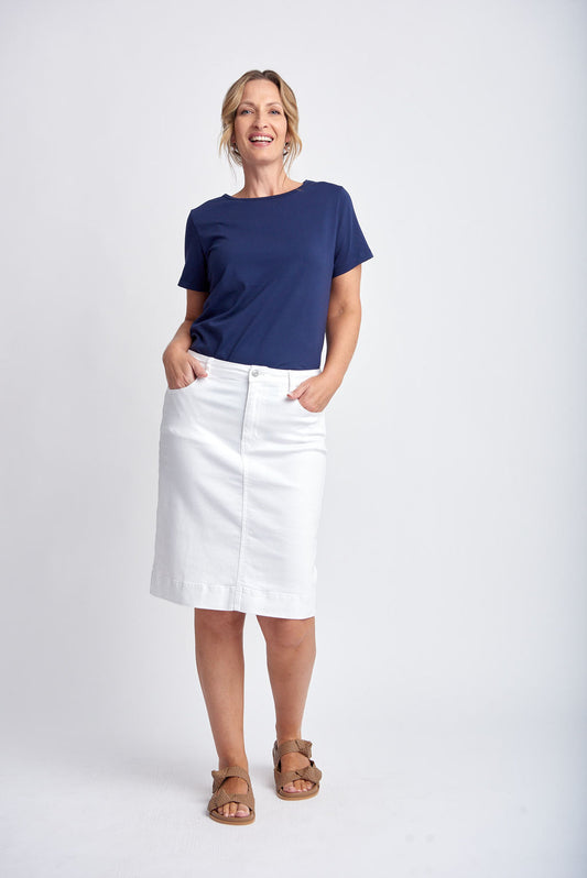 Goondiwindi Cotton - Denim Skirt Light White | G5250