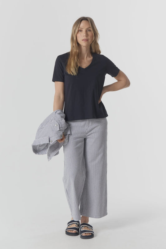 Goondiwindi Cotton - Ankle Wide Leg Stripe Jean G5268