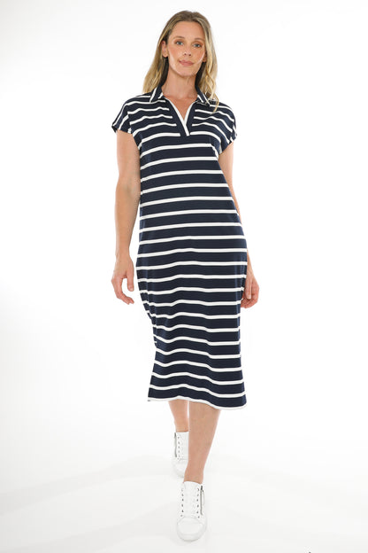 Jump - Collared Dress Navy/White | J5002A