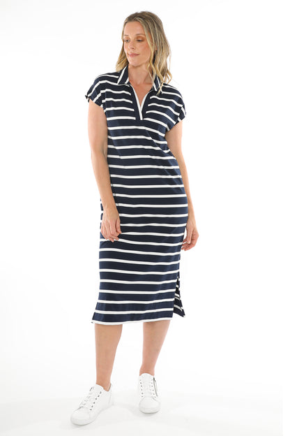 Jump - Collared Dress Navy/White | J5002A