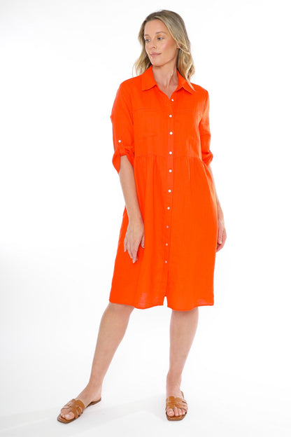 Jump - 2 Pkt Linen Dress Tangelo | 576J5038A