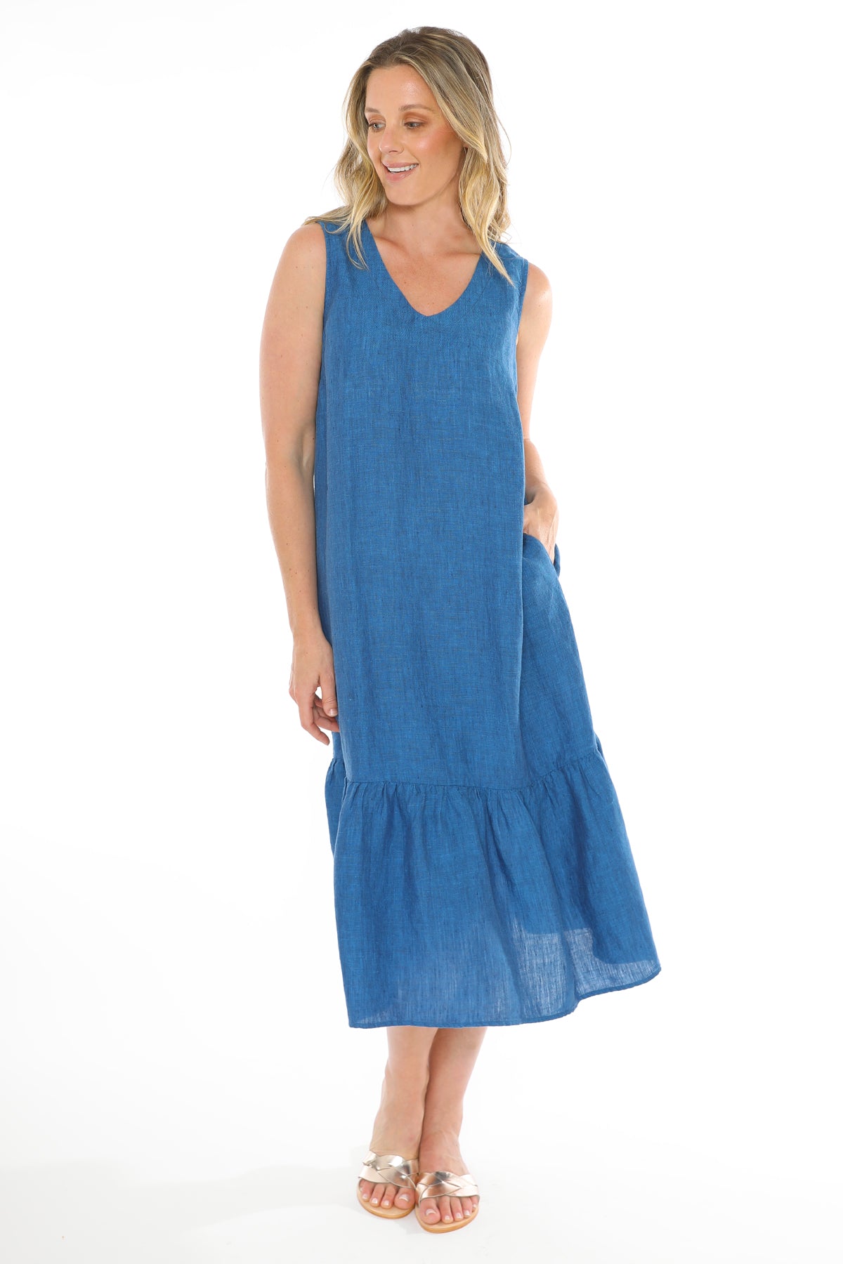 Jump - S/Less V Neck Dress Sapphire | 576J5119A