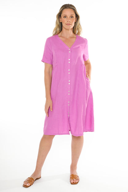 Jump - Double Button Dress Passion Pink | J5122A