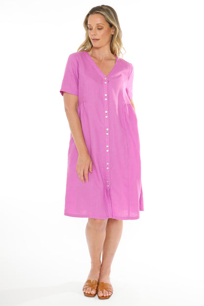 Jump - Double Button Dress Passion Pink | J5122A