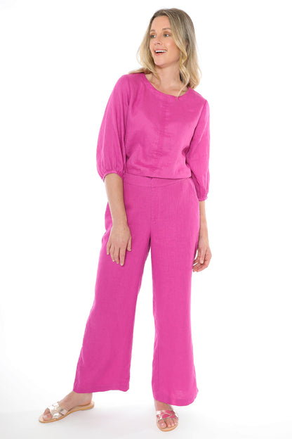 Jump - Fly Front Linen Pant Roseviolet | 576J7078A