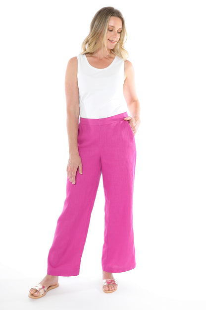 Jump - Fly Front Linen Pant Roseviolet | 576J7078A