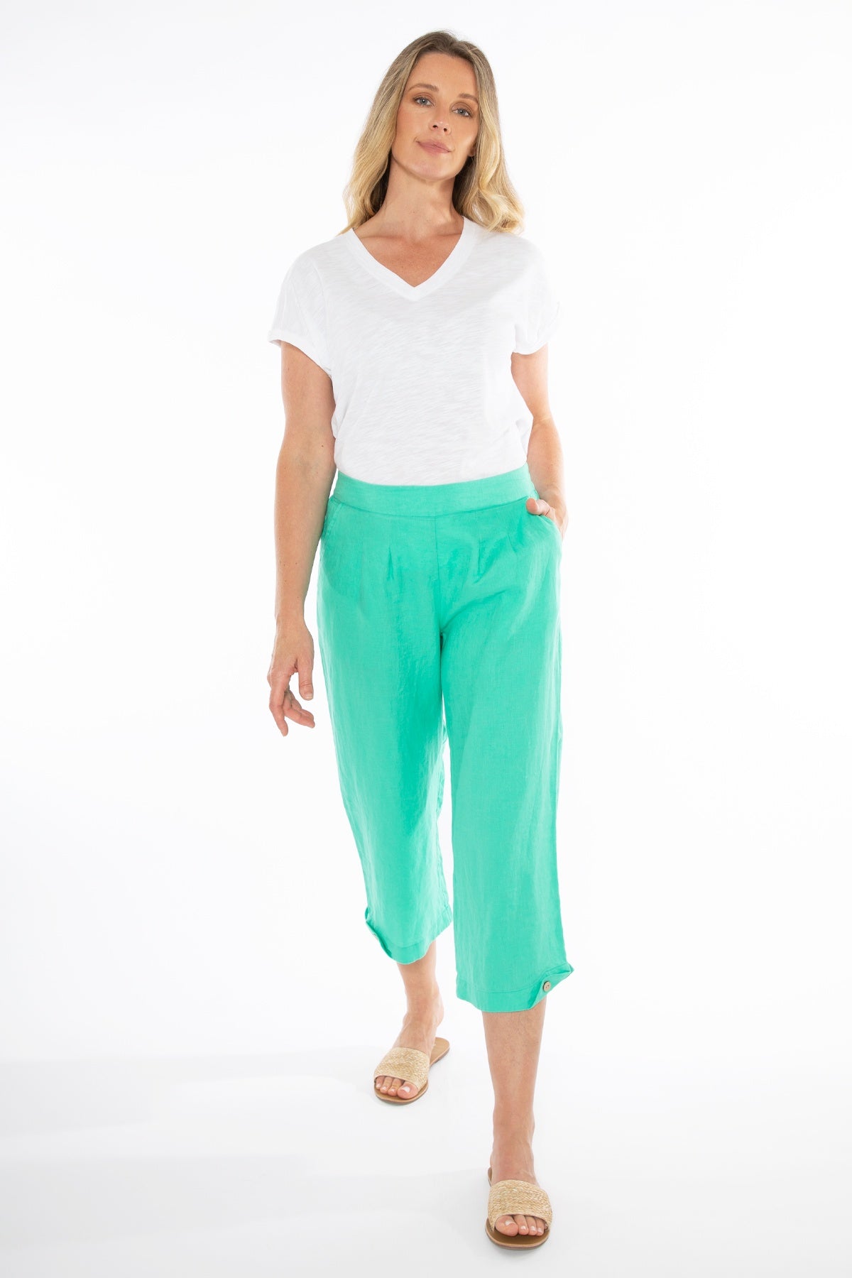 Jump - 3/4 Pleat Detail Pant Seafoam | 576J7118A