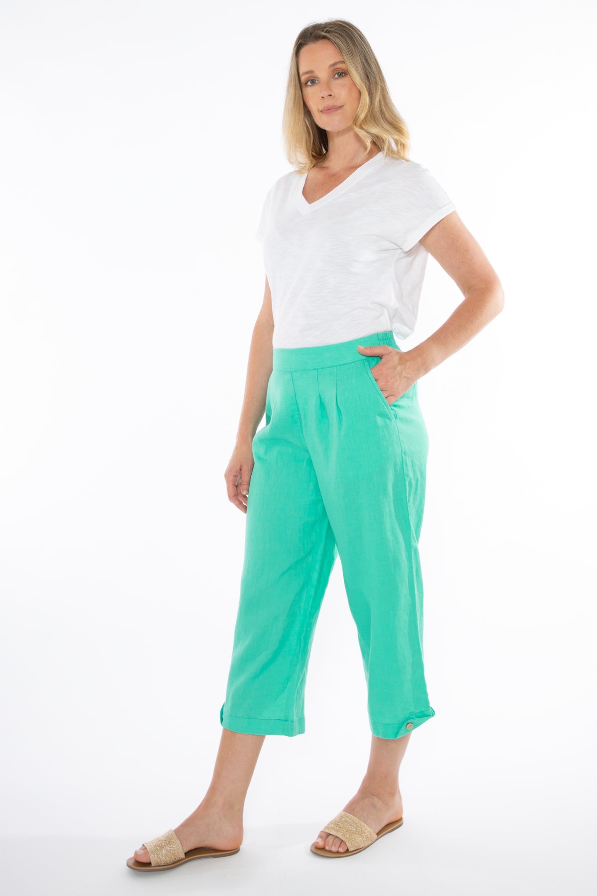 Jump - 3/4 Pleat Detail Pant Seafoam | 576J7118A