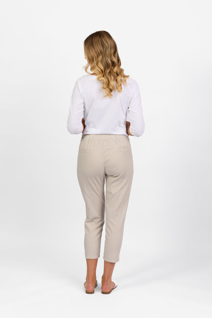 Vassalli - 7/8 Length Skinny Leg Elastic Waist Pant - Stone 5790