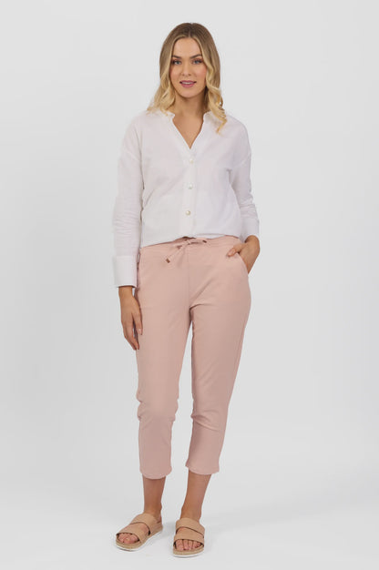 Vassalli - 7/8 Length Skinny Leg Elastic Waist Pant - Soft Pink 5790