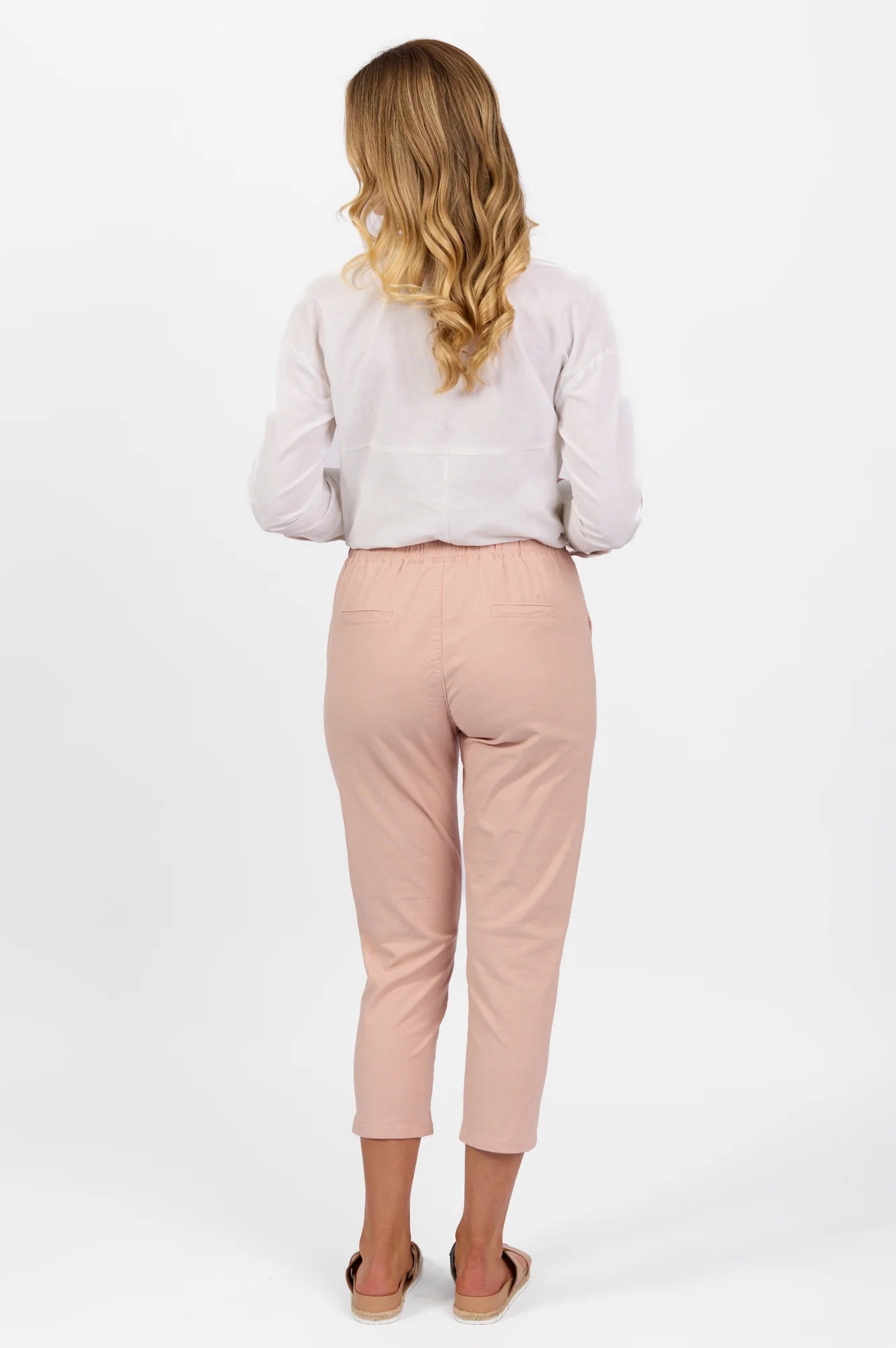 Vassalli - 7/8 Length Skinny Leg Elastic Waist Pant - Soft Pink 5790