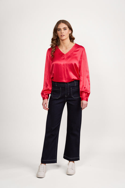 Vassalli - Wide Leg Ankle Grazer Jean | Ink Denim 5995A
