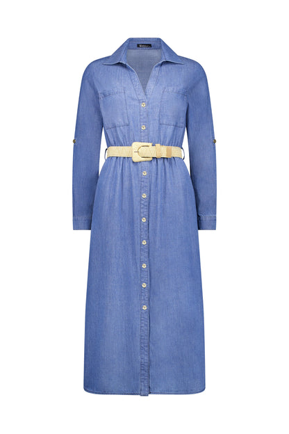 Vassalli - Long Sleeve Shirt Dress Blue Wash | 6100