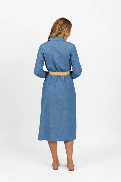 Vassalli - Long Sleeve Shirt Dress Blue Wash | 6100