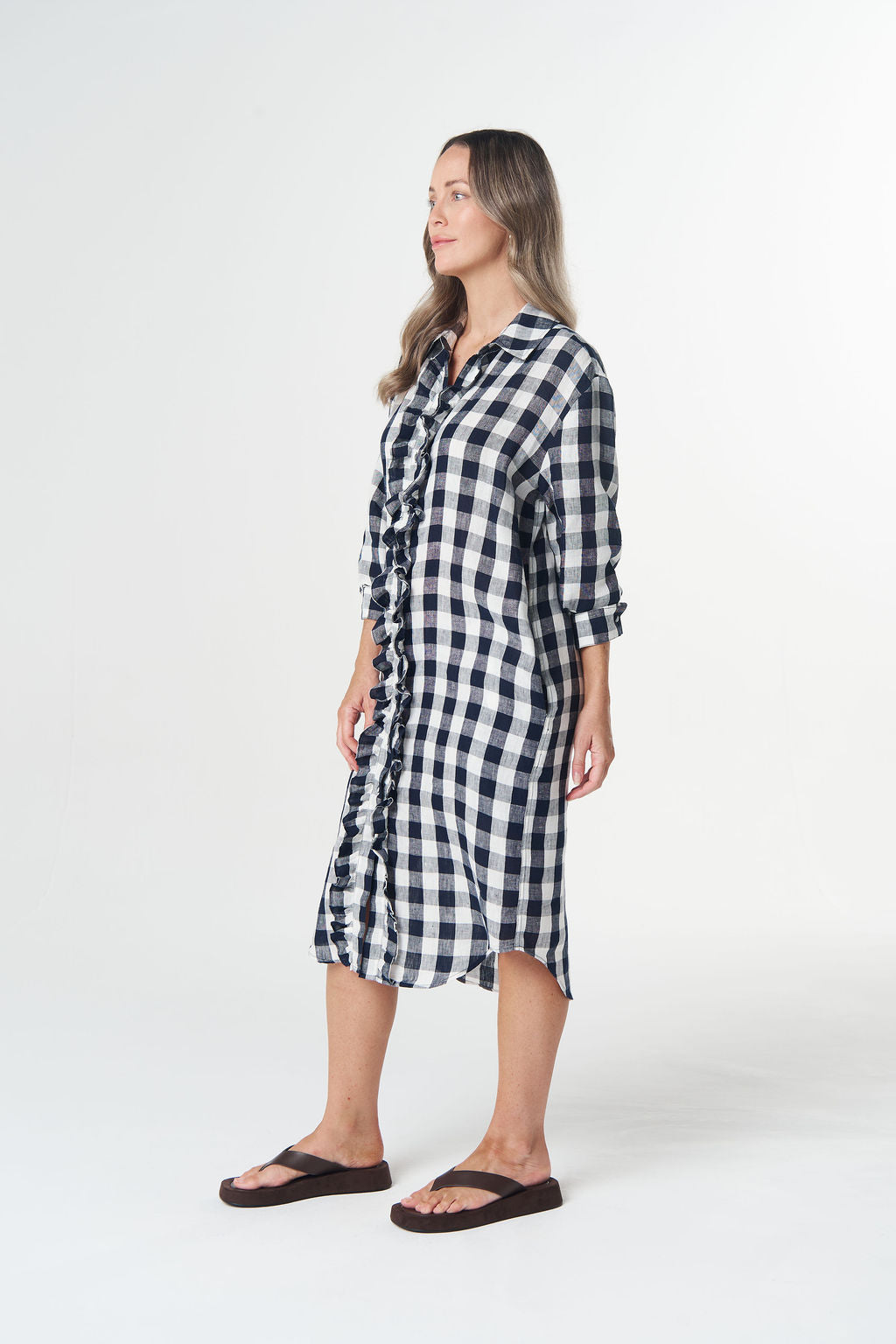 Goondiwindi Cotton - Beach Days Frill Linen Dress | 6334