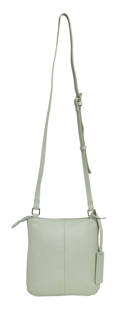 Modapelle - Cow Leather Cross Body Bag/Front Zip in Sage | Moda6715