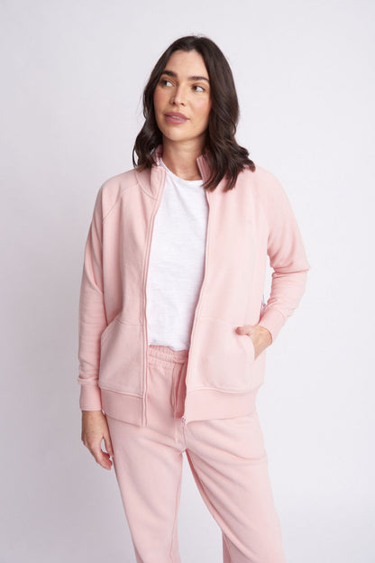 Goondiwindi Cotton - High Neck Zip Cardi Pale Pink | G7058