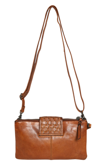 Modapelle Cow Leather Multi Comp Cross Body Bag Tan | Moda7602