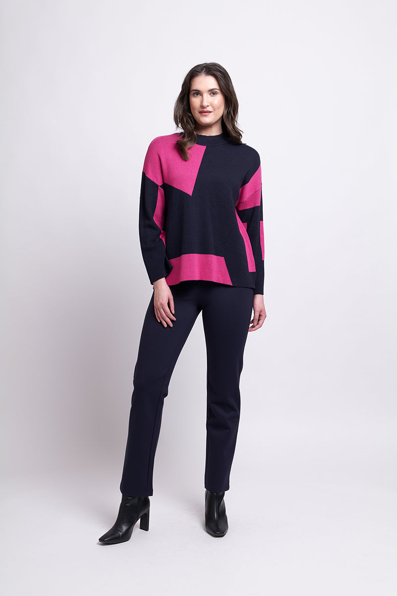 Foil - Chip Off The Block Sweater Navy/Pink | FO7660