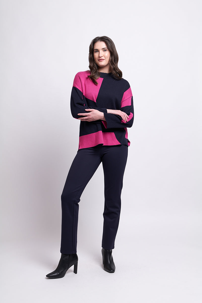 Foil - Chip Off The Block Sweater Navy/Pink | FO7660