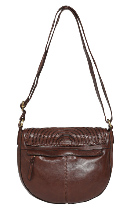 Modapelle - Cow Leather Full Flap Cross Body Bag in Chesnut | Moda7681