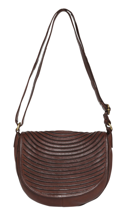 Modapelle - Cow Leather Full Flap Cross Body Bag in Chesnut | Moda7681