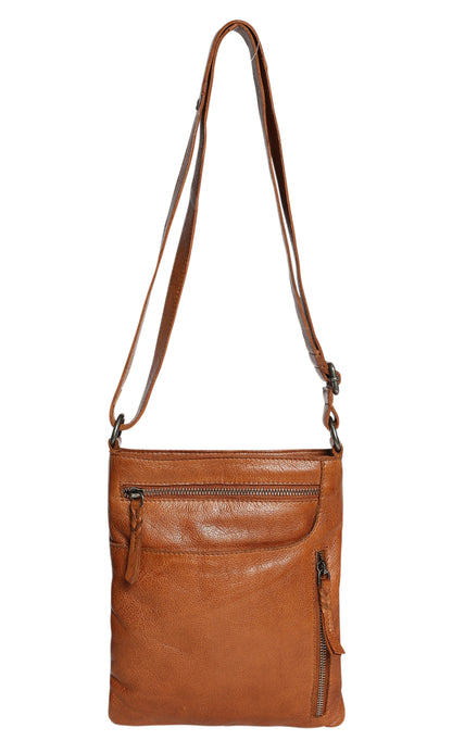 Modapelle - Leather Cross Body Bag Tan - 7688