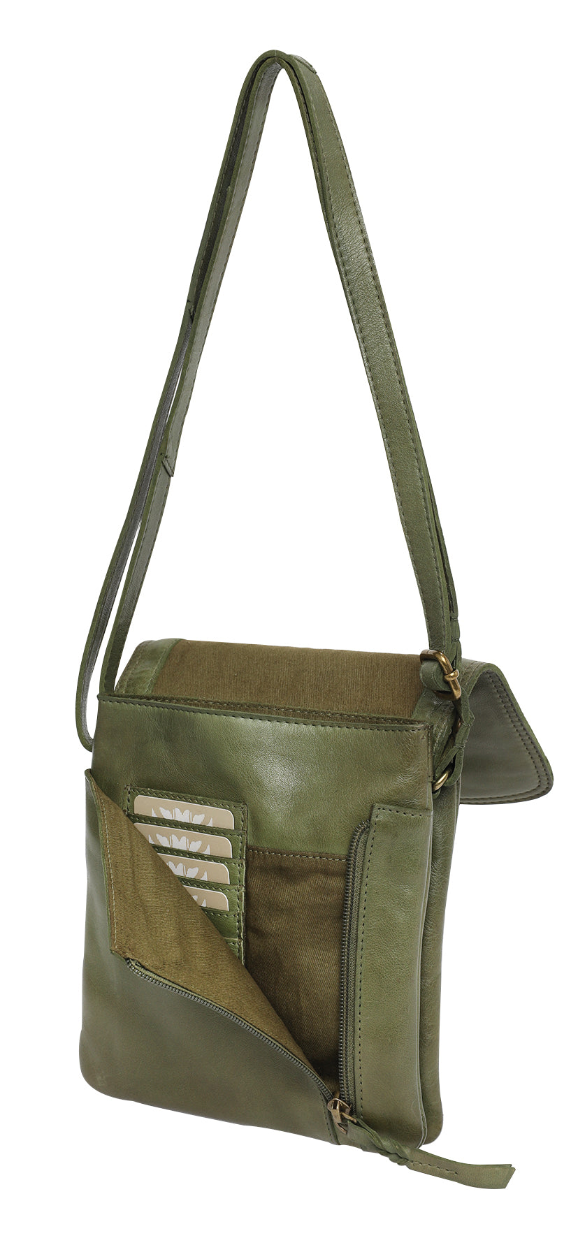 Modapelle - Leather Crossbody with Front Zip 7755